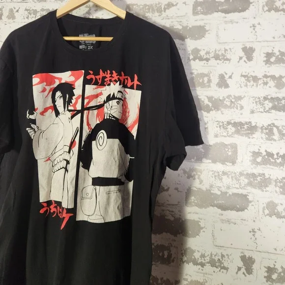 Naruto Shippuden Sasuke T-Shirt Ripple Junction Men's 2X Black Graphic Anime Tee - Picture 6 of 11